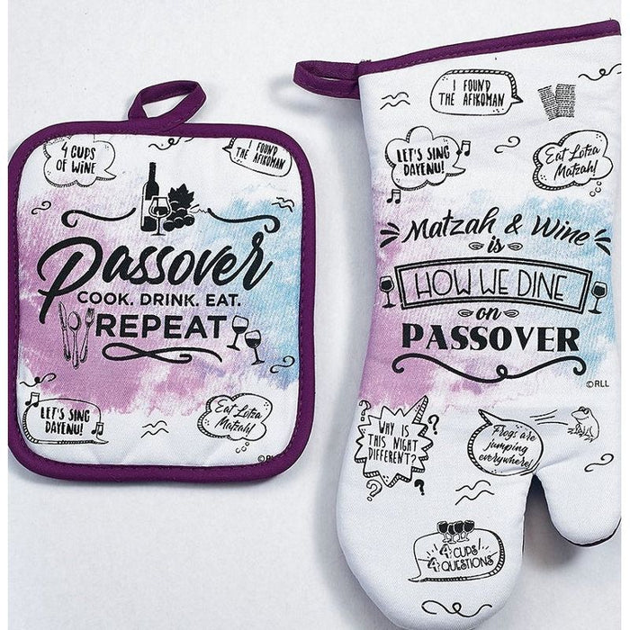 "Passover Splash" Hostess Set includes Oven Mitt & Potholder