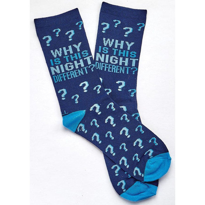 Adult Passover Crew Socks Sock "Why Is This Night Different.." Size 10-13 Fits Shoe Size 8-12