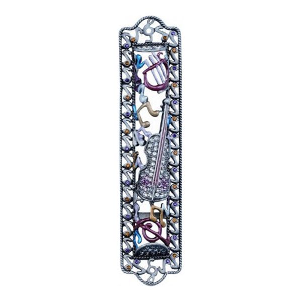 Musical Gemstone Swarovski Mezuzah Kosher Parchment Included