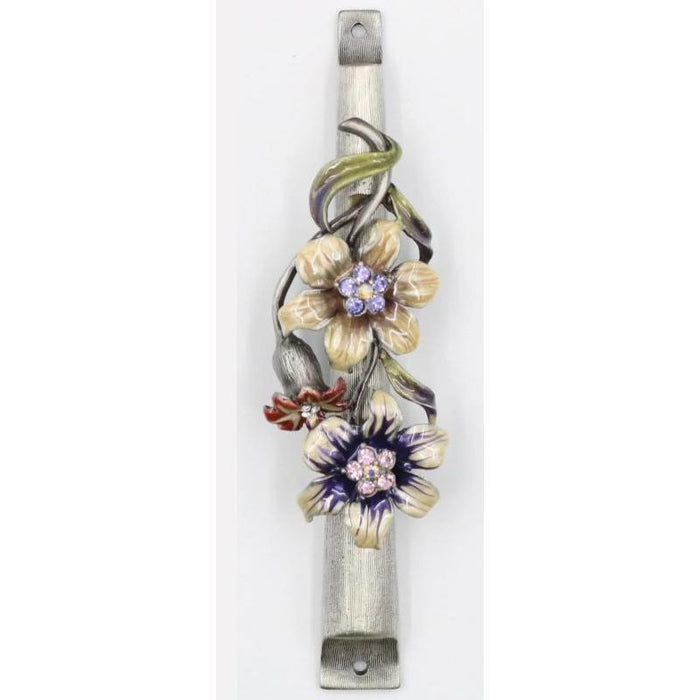 Gemstone Flowers Mezuzah By Reuven Masel Kosher Parchment included