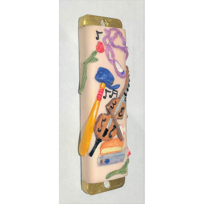 Girls Hand Painted 3D Resin Mezuzah by Reuven Masel Kosher Parchment included