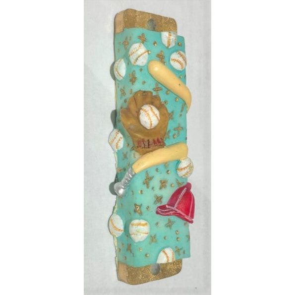 Boy's Baseball Hand Painted 3D Resin Mezuzah by Reuven Masel Kosher Parchment included