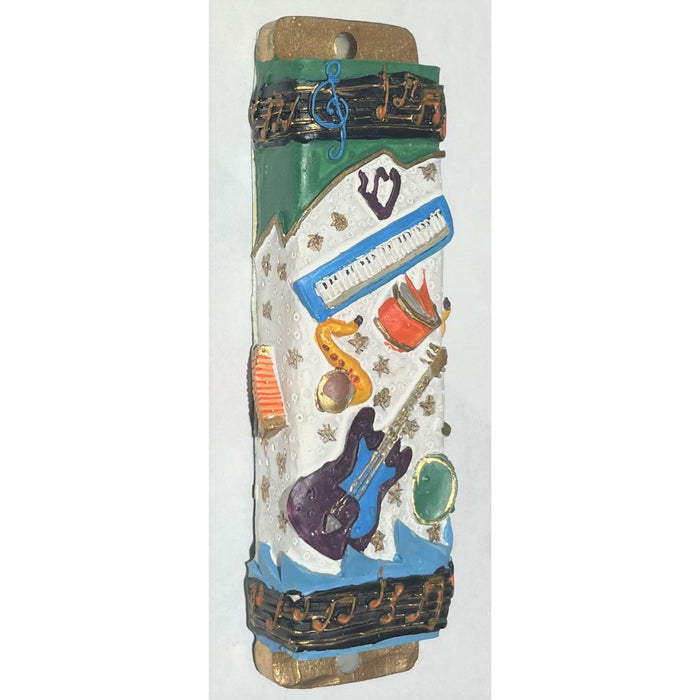 Boy's Hand Painted 3D Resin Mezuzah by Reuven Masel Kosher Parchment included