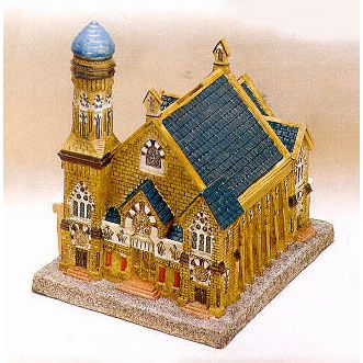 Synagogue Replica Tzedakah Charity Box Model Pushka 6" X 5" X 6" By Reuven Masel