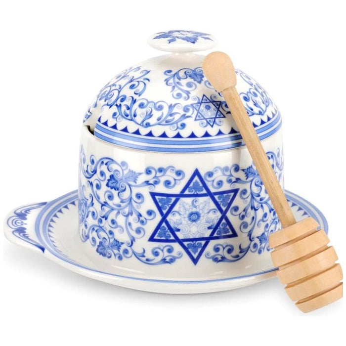 Spode Judaica Renaissance Honey Pot  Dish with Drizzler