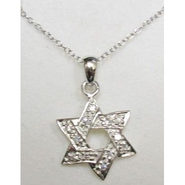 925 Sterling Silver CZ Small Star of David Pendant Necklace Design may vary