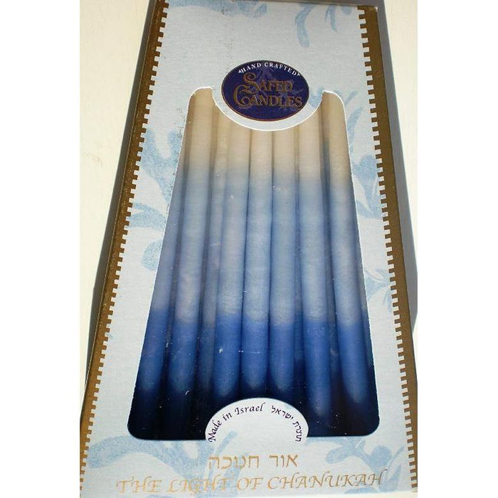 Hand Made in Safed Chanukah Candles Blue White Tri color Made in Israel