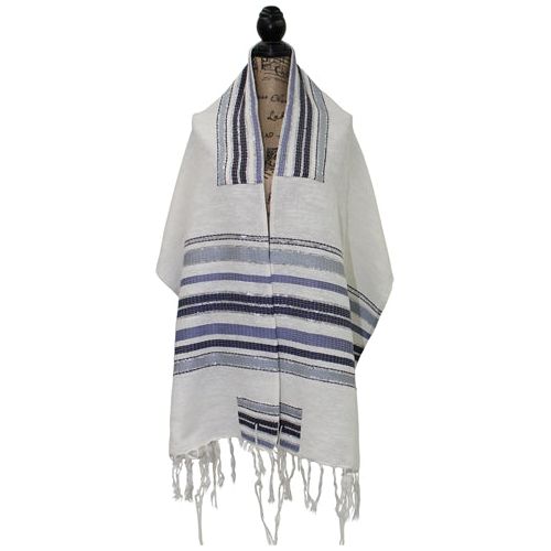 Emanuel Handwoven Blue Tallit Set of 3 Made in Israel 70" x 20"