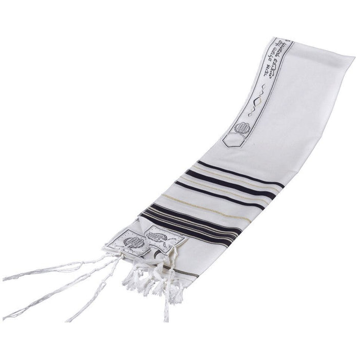 Black & Gold Lurex Stripes Wool Tallit / Talis 18'' x 72''