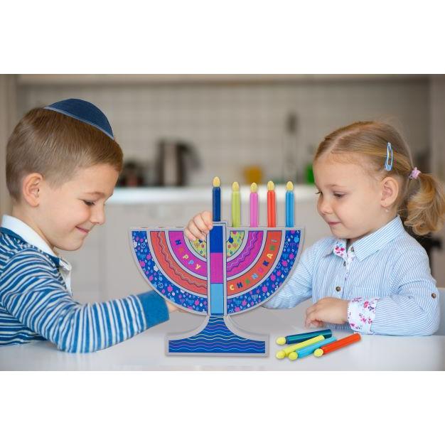 My Play Colorful Wood Menorah With Removable Wood Candles Design may vary