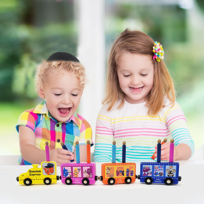 My Play Wood Train Menorah Removable Wood Candles Chanukah Toy
