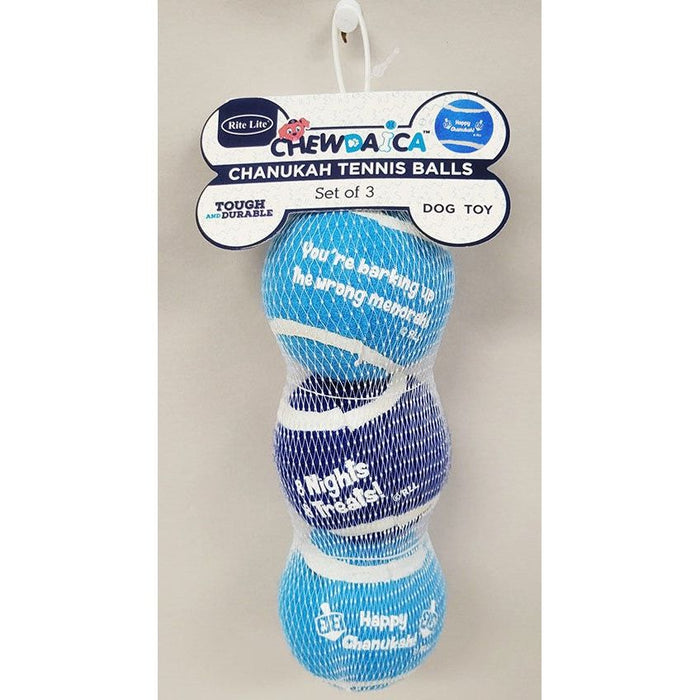 Chewdaica Set of 3 Chanukah Dog Tennis Balls