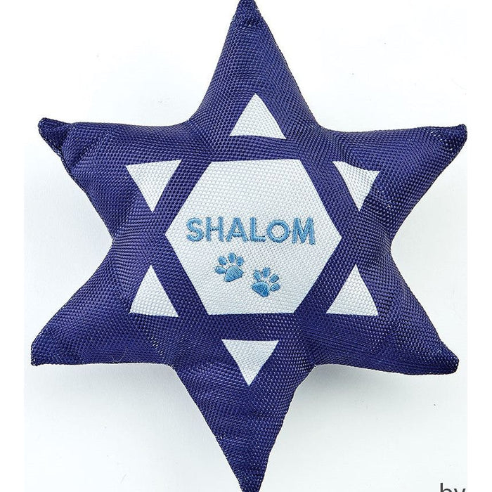 Chewdaicaâ"¢ "Shalom" Star of David Squeaky Dog Toy