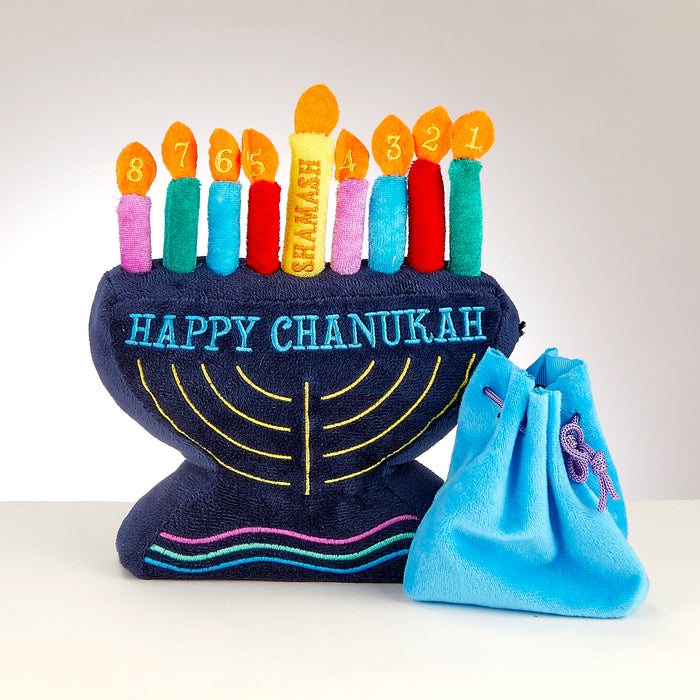 My Soft Plush Chanukah Menorah Set 1 Menorah, 9 Candles, 1 Pouch