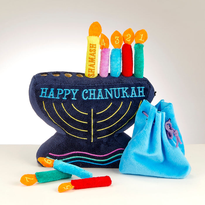 My Soft Plush Chanukah Menorah Set 1 Menorah, 9 Candles, 1 Pouch