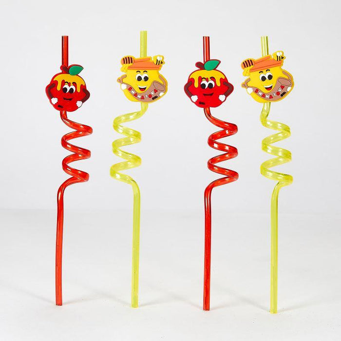 Rosh Hashanah Fun Straws  Honey Jar & Apple Set of 4