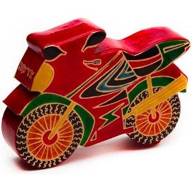CASHBAH VROOM!! Bike Tooled Leather Tzedakah Box - Hand Crafted