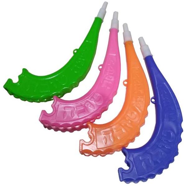 Childrens' Plastic Toy Shofar with Whistle (Multicolor)