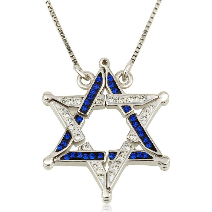 Butterfly Star of David 925 Sterling Silver CZ Reversible Necklace Sephardic Traditional Jewelry