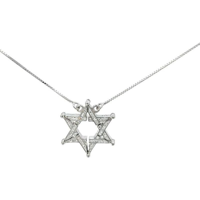 Butterfly Star of David 925 Sterling Silver CZ Reversible Necklace Sephardic Traditional Jewelry