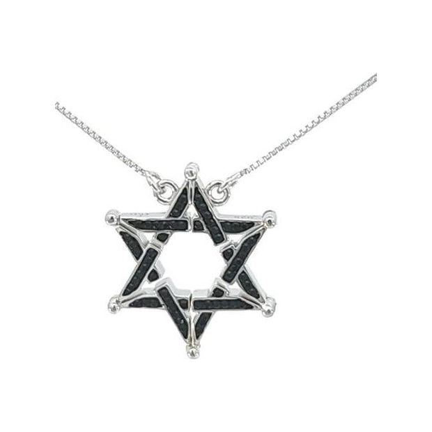 Butterfly Star of David 925 Sterling Silver CZ Reversible Necklace Sephardic Traditional Jewelry