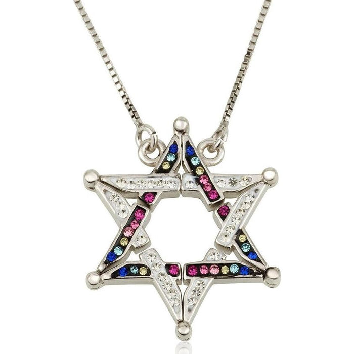 Butterfly Star of David 925 Sterling Silver CZ Reversible Necklace Sephardic Traditional Jewelry