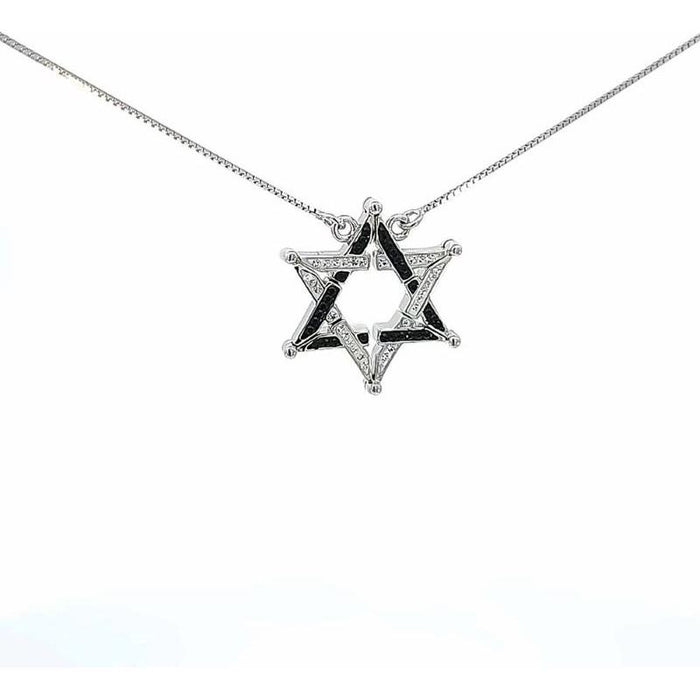 Butterfly Star of David 925 Sterling Silver CZ Reversible Necklace Sephardic Traditional Jewelry