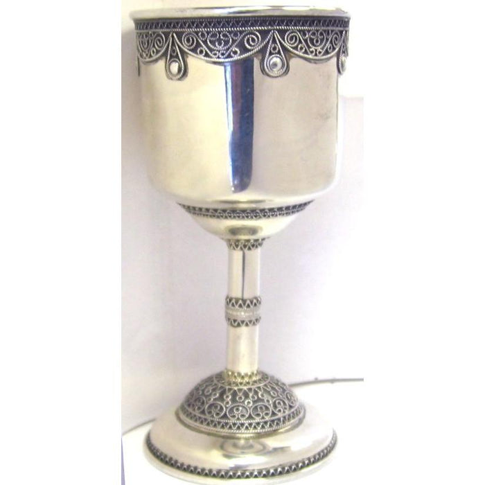 925 Sterling Silver Filigree Kiddush Cup Made in Israel By ZADOK