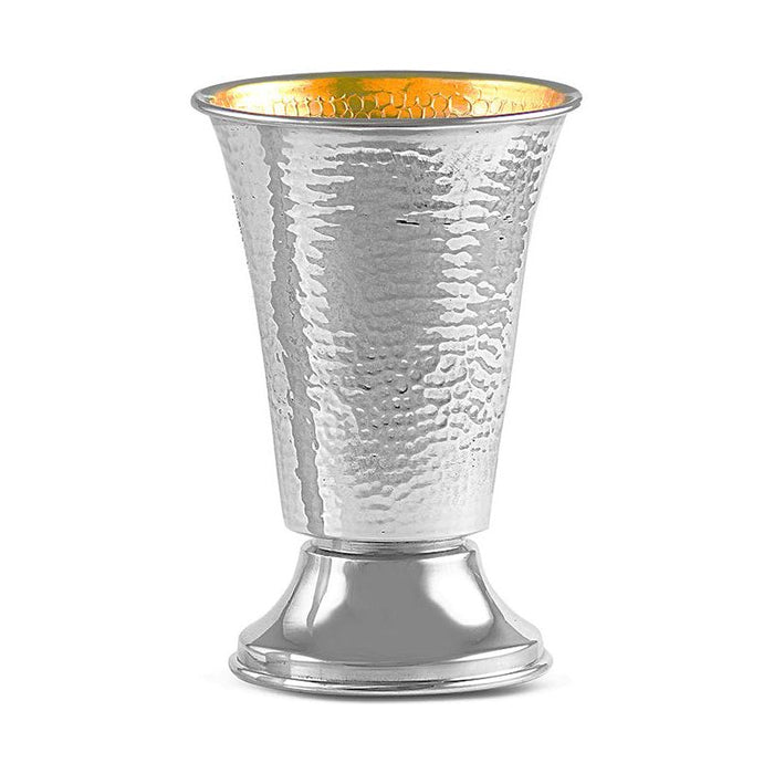 925 Sterling Silver Kiddush Wine Goblet Modern Hammered Cup by Dor & Father, Israel