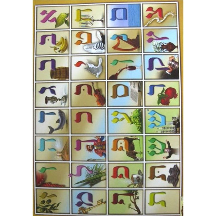 Aleph Bet Religious Symbols Jewish Poster 19"x 27" Great for Classroom