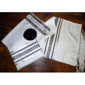 OUT OF STOCK Golden Star Woven Heirloom Ribbon & Stripes Tallit / Talis Set Made in Israel