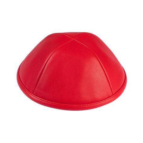 Red Leather Yarmulke Fancy Kippah