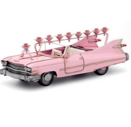Vintage Pink Cadillac Memories from 60's Chanukah Metal Menorah 12" x 4.3" h