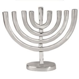 Anodized Aluminum Classic Chanukah Menorah in Silver Made in Israel by Emanuel