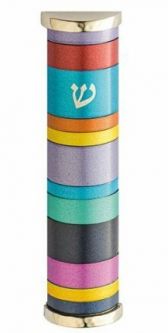 Anodized Aluminum Mezuzah Multicolor Made in Israel By Emanuel 4 designs Kosher Parchment included