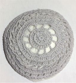 Ladies Crochet Knit Lace Kippah Hair Covering for Women in Silver Grey Hand Made in USA