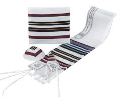 Bnei Or Tallit Tallis Wool Bnai Or Multicolor Red Joseph Coat of Many Colors Set of 3