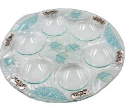Artistic Glass Passover Seder Plate Made in Israel by Racheli
