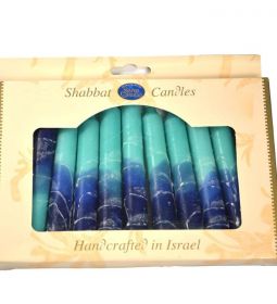 Safed Shabbat Candles Turquoise of the Sea  5.5" Set of 12 Hand Made in Israel
