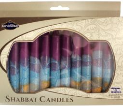 Safed Shabbat Candles "Harmony Violet" 5.5" Set of 12 Hand Made in Israel