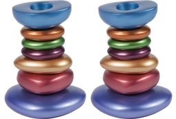 Anodized Aluminum Multicolor Stone Tower Candlesticks Design may varay