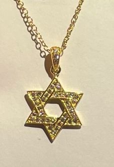 Gold Plated 925 Sterling Silver CZ Magen David Pendant Star of David 18" Necklace