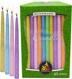 Colorful Pastel Chanukah Candles Handmade Fit Most Menorahs Premium Quality Wax Set of 45