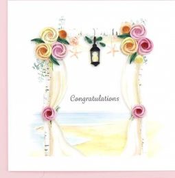 Jewish Luxury Quilling Greeting Card Chuppah / Wedding with Envelope 6" x  6"