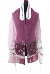 Back order Floral Embroidery Burgundy Pink Tones Silk Tallit Tallis Prayer Shawl Set By Ronit Gur