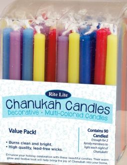 Decorative Chanukah Candles Value Pack Multicolor or White Blue Set of 90
