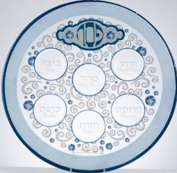 Modern Round Glass Passover Seder Plate Round Glass "Elegant" Seder PlatePassover Sederplate