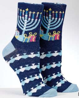 "Ugly Sweater" Chanukah Youth Crew Socks Fits Shoe Size 1-5