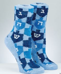 Chanukah Cozy Slipper Socks Dreidel Design Size 10-13