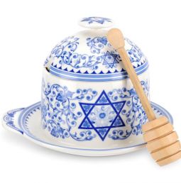 Spode Judaica Renaissance Honey Pot  Dish with Drizzler